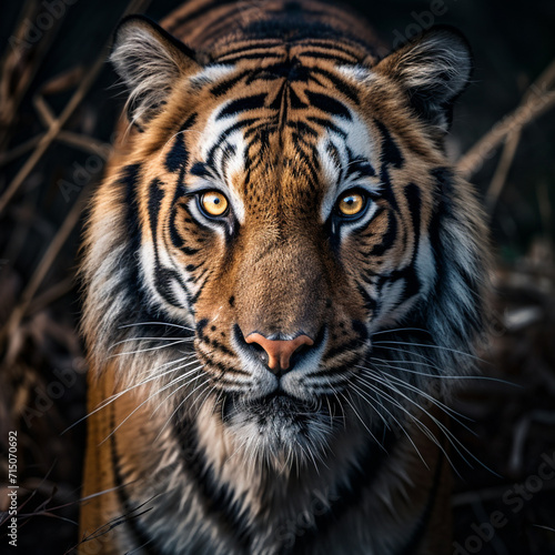 Close up portrait of a tiger in the natural habitat © Ion