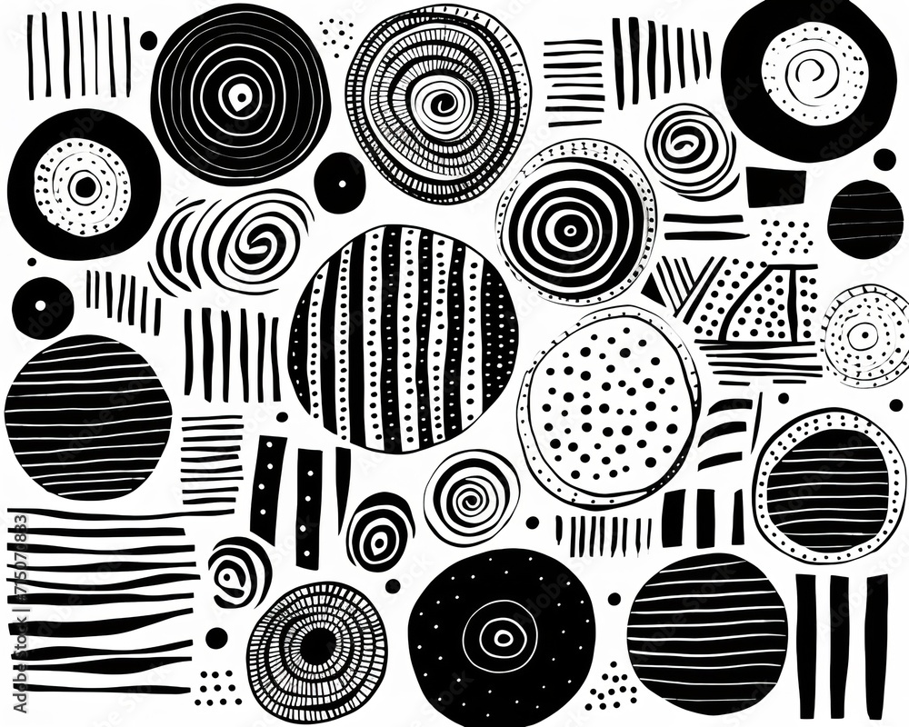 Black Circles on White Background in the Style of Minimal Elegance Black Circles on White Background in the Style of Minimal Elegance