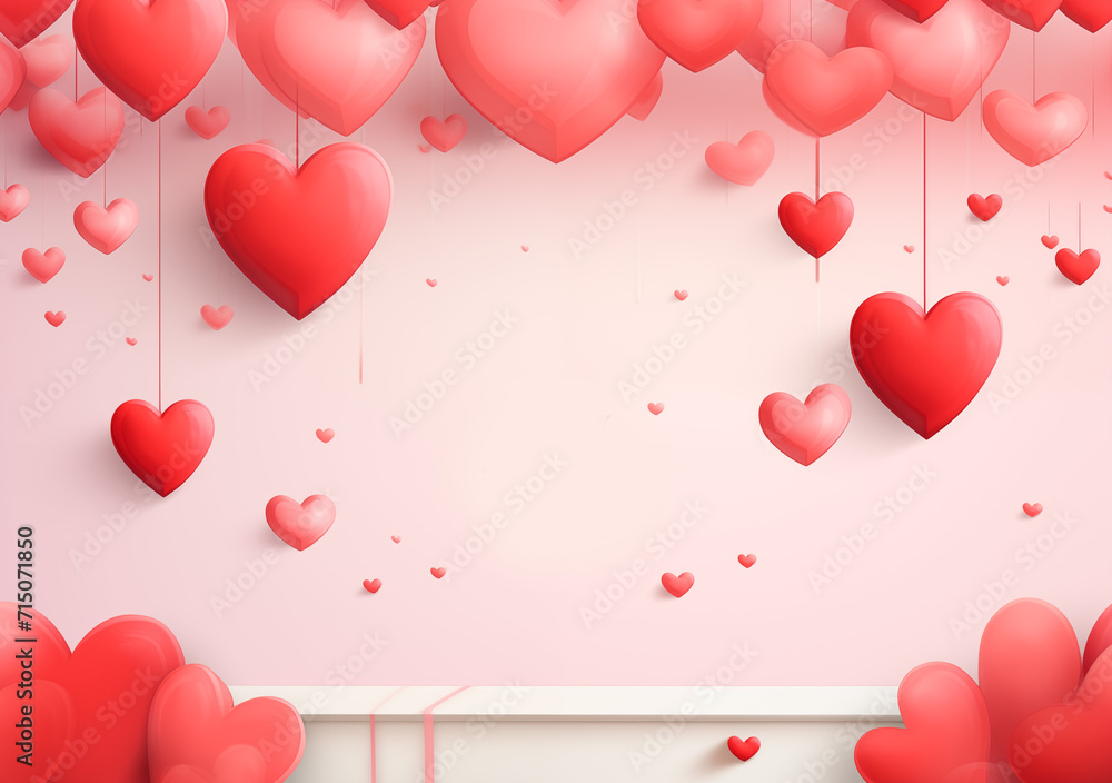 Valentine's Day sale banner with hearts