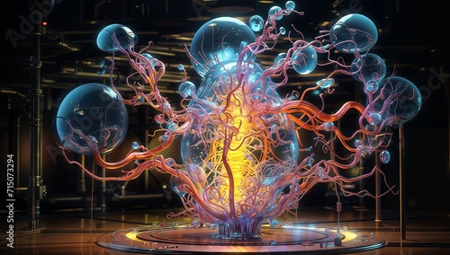 3d rendering of human blood vessels and nervous system in a laboratory