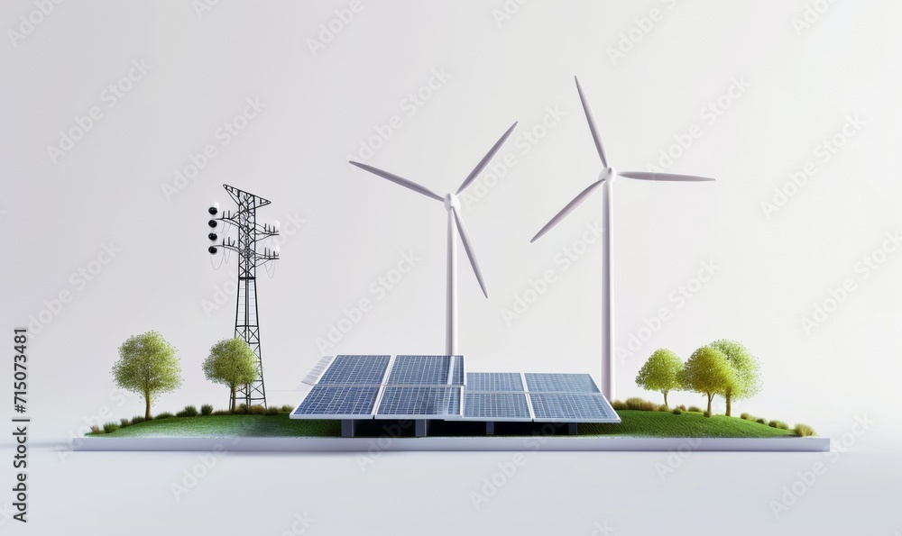 renewable energy sources on white bckground