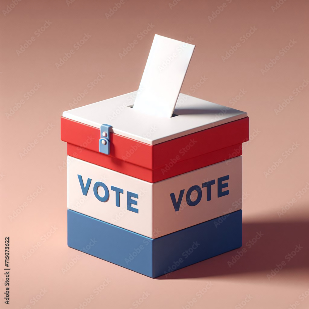 3D ballot box and voting card studio shot 3D ballot box and voting card studio shot
