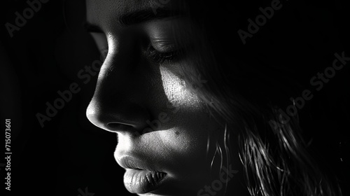 Black and white close up portrait