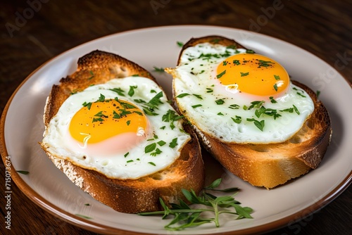 Toasted Bread with Sunny Side Up Eggs