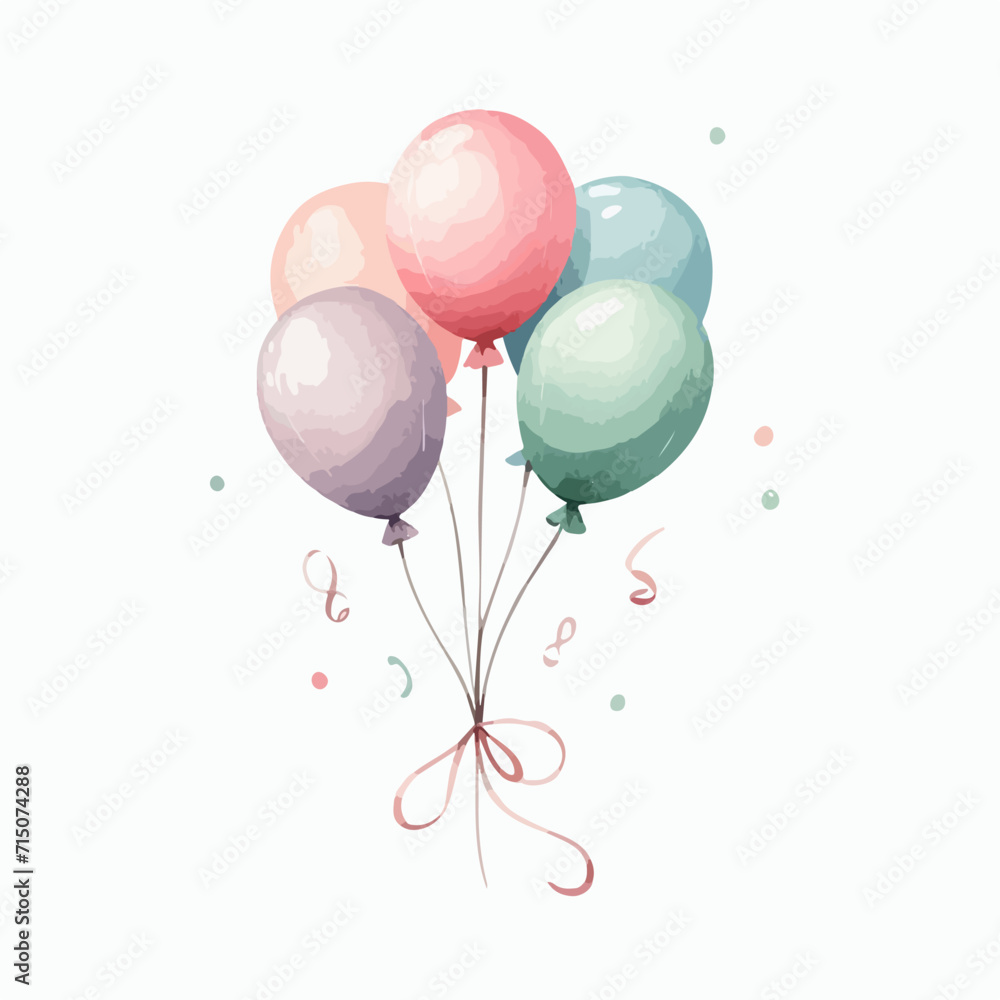 balloons isolated on white watercolor vector illustration