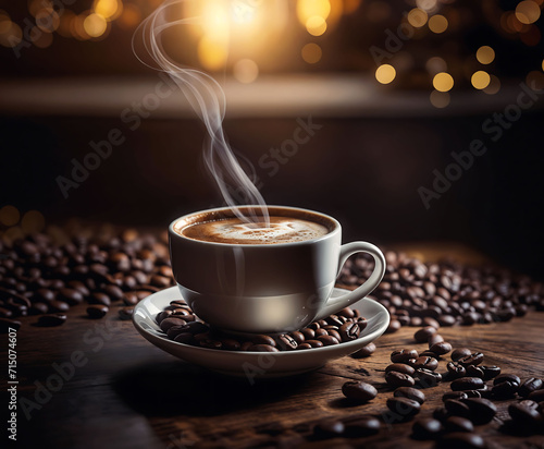 Tasse à café et grains de café photo