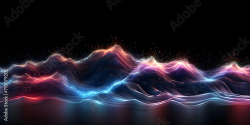 colorful background with abstract waves. 3d rendering. glowing in the ultraviolet spectrum, curved neon lines and waves © Svitlana Sylenko