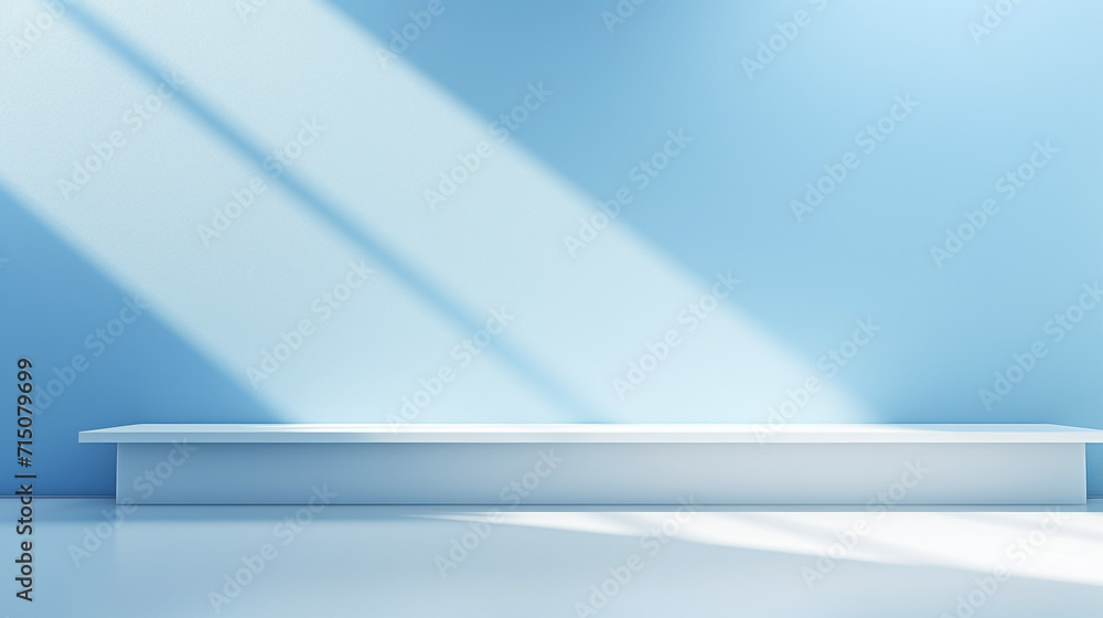 Light blue empty wall and smooth floor with interesting light glare. Light blue empty wall and smooth floor with interesting light glare.