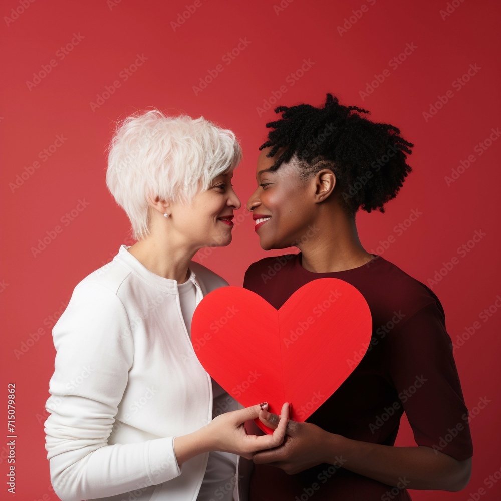 interracial Lesbian Couple Celebrating Valentines Day interracial Lesbian Couple Celebrating Valentines Day