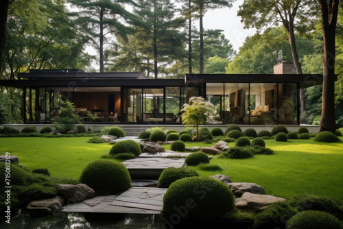 neat lawn near a modern house © Michael
