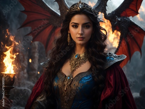 A girl with a little dragon, Queen in the fantasy world