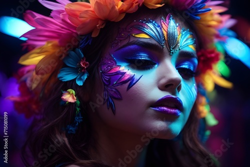 Elegent colourful European, African, Asian, Indian, American girls with flowers crown
