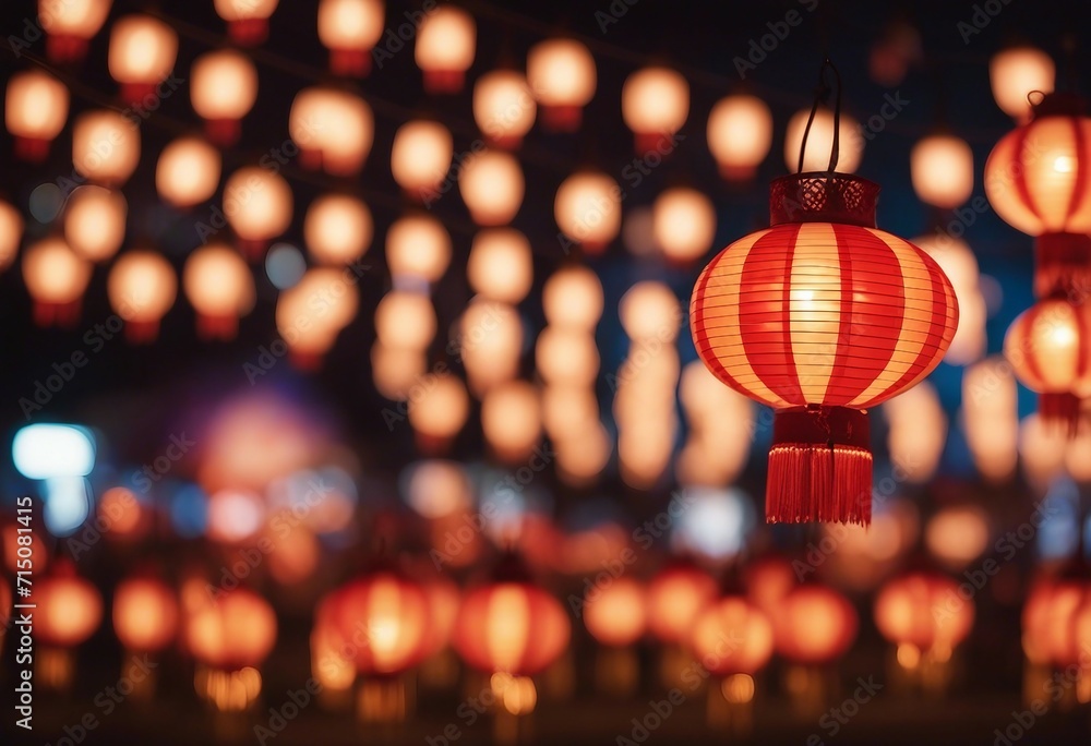 Red Chinese Lantern closeup with light and blurred background behind Night festival celebration Red Chinese Lantern closeup with light and blurred background behind Night festival celebration