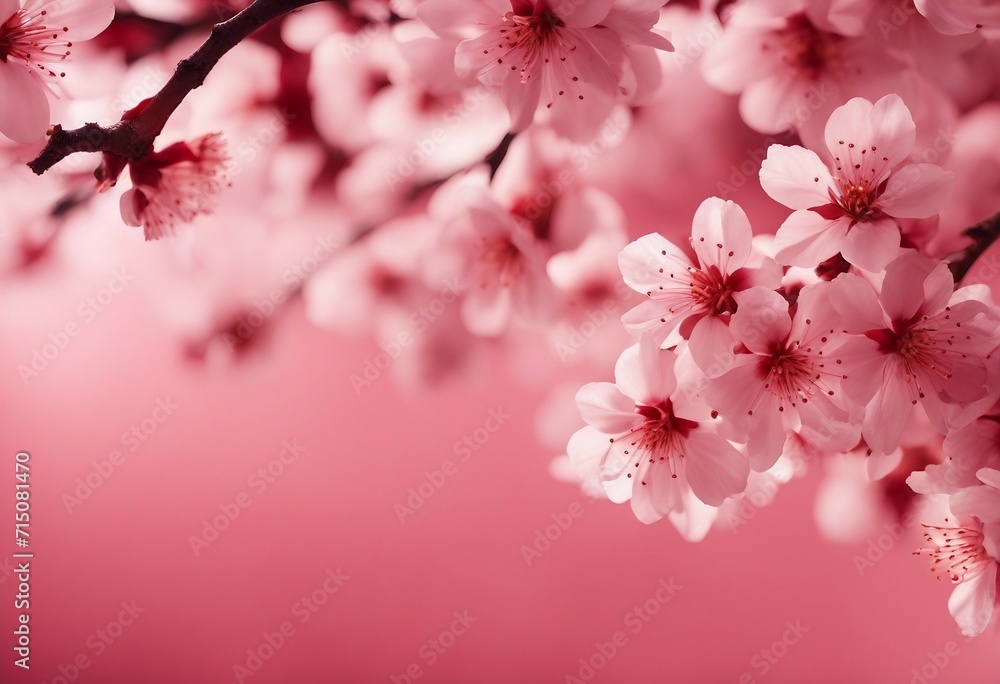 Cherry Blossom Branches Against a Gradient Pink Background Cherry Blossom Branches Against a Gradient Pink Background