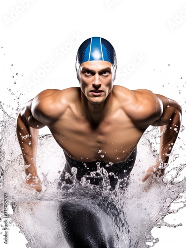 Champion Male Swimmer in Pool, AI Generated © VisualMarketplace