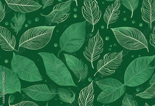 Elegant Pattern with Stylized Leaves on a Green Background (1)
