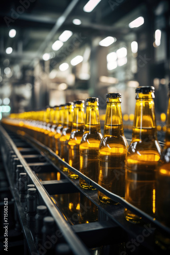Beer bottles on the conveyor belt