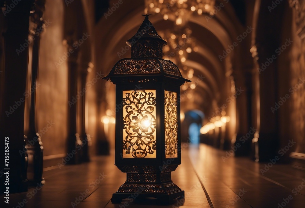Lanterns Lighting the Way in Ornate Corridor Lantern on a Floor in a Big Luxurious Hall Lanterns Lighting the Way in Ornate Corridor Lantern on a Floor in a Big Luxurious Hall