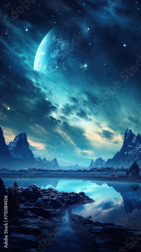 Fantastic alien landscape, space wallpapers for phone, case design