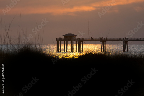 Okaloosa island Pier at sunset.