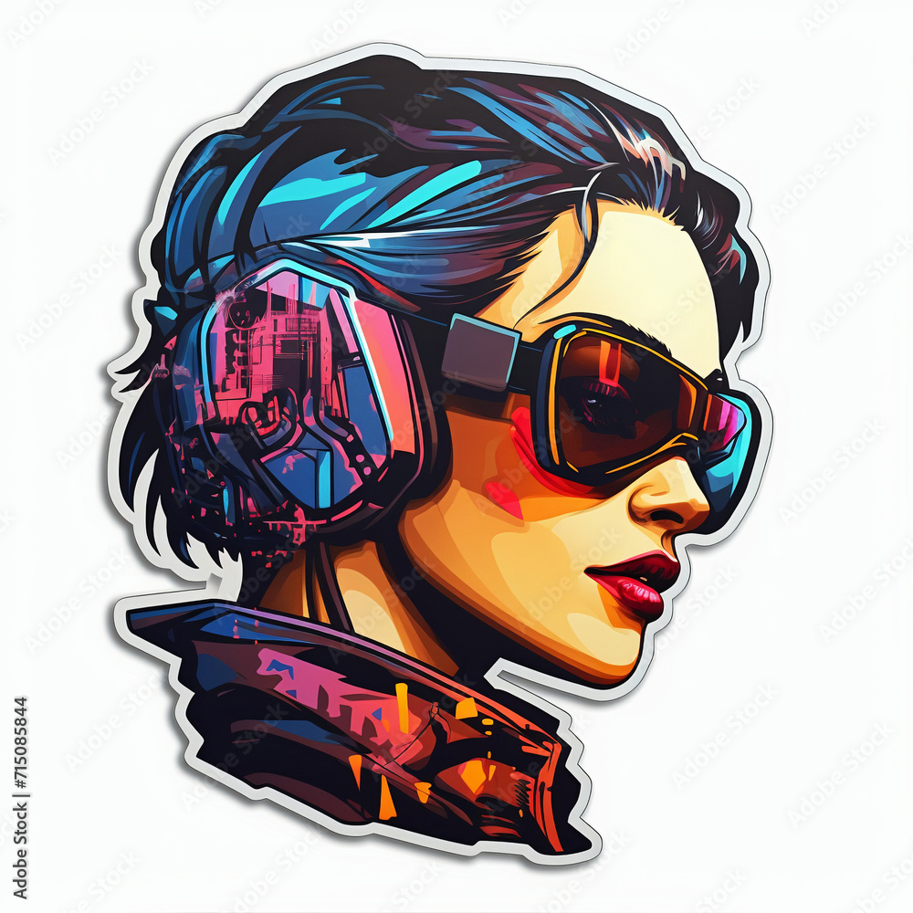Futuristic Woman Design ideal for Icons Stickers and Prints