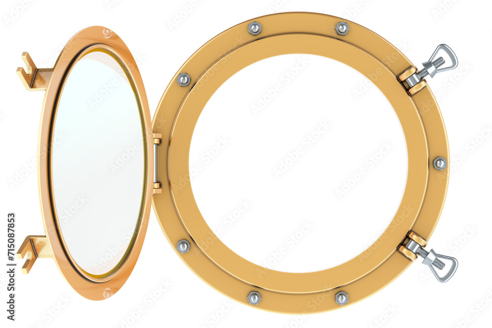 Opened Ship Porthole, 3D rendering isolated on transparent background Opened Ship Porthole, 3D rendering isolated on transparent background