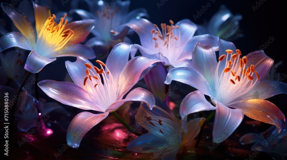 a close up of a bunch of flowers with water droplets on the petals and in the middle of the petals. a close up of a bunch of flowers with water droplets on the petals and in the middle of the petals.