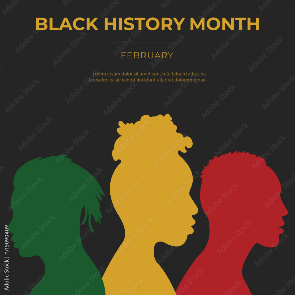 Black History Month. Vector illustration with silhouettes of African men and women.