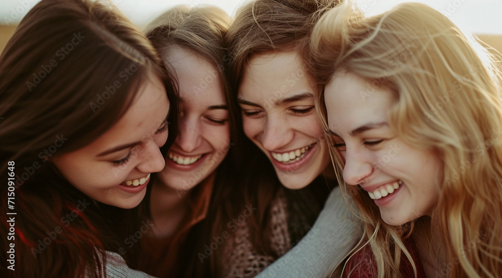 Group of Young Women Standing Together for a Photo. Generative AI. Group of Young Women Standing Together for a Photo. Generative AI.