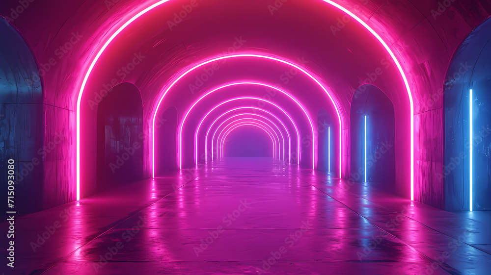 Vibrant neon-lit corridor abstract background with luminous laser technology Vibrant neon-lit corridor abstract background with luminous laser technology