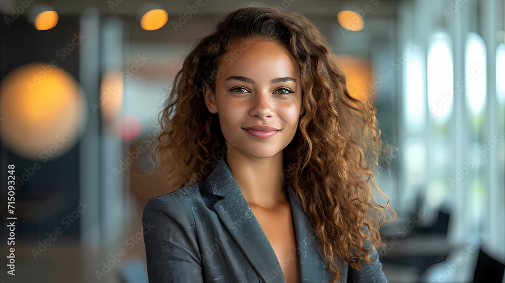 Ambitious young female executive exuding confidence in a corporate boardroom Ambitious young female executive exuding confidence in a corporate boardroom