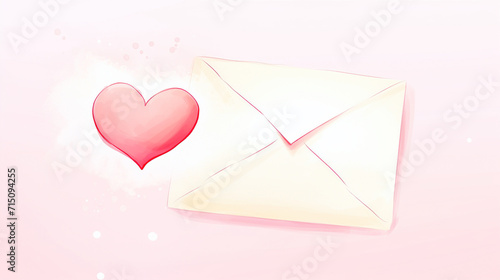 Red Heart and Handwritten Love Note, Shiny red heart alongside a handwritten love note on a pink background personalized Valentine's Day card, AI Generated