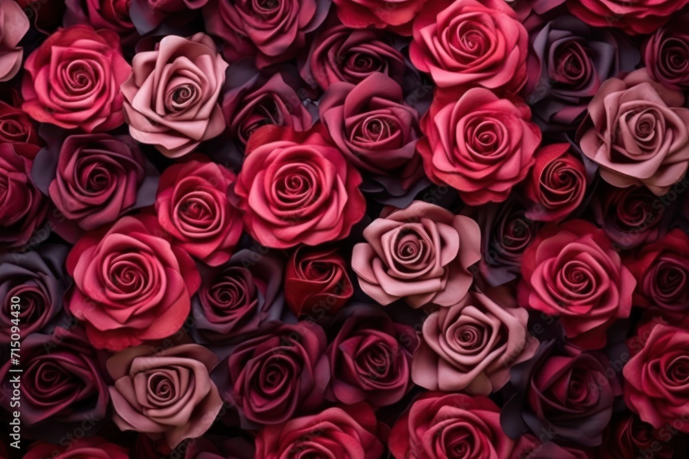 a bunch of red and pink roses are arranged in a pattern on a black background for a background or wallpaper. a bunch of red and pink roses are arranged in a pattern on a black background for a background or wallpaper.
