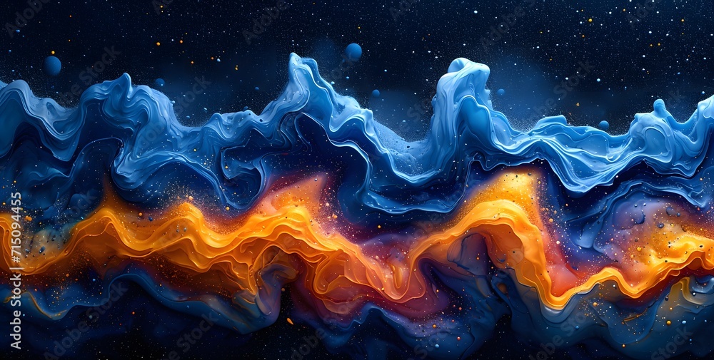 black background with blue and orange swirl. background with space. fire and flames black background with blue and orange swirl. background with space. fire and flames