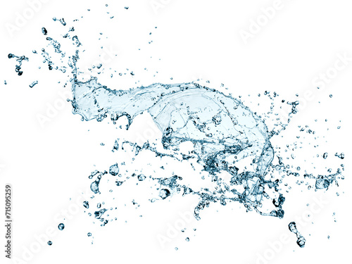 Blue water splash with drops on white background © Mariyana M