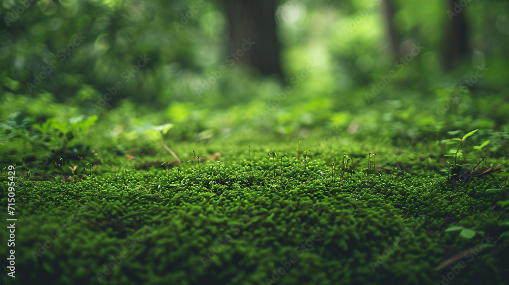 Green moss texture in forest light. Close-up photography with natural background. Peaceful nature and ecology concept for design and print
Green moss texture in forest light. Close-up photography with natural background. Peaceful nature and ecology concept for design and print