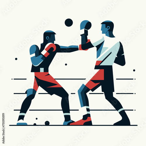 Boxing men in sparring 