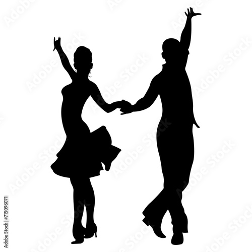 Couple dancers silhouette.Ballroom dancing.Vector illustration isolated on white background.