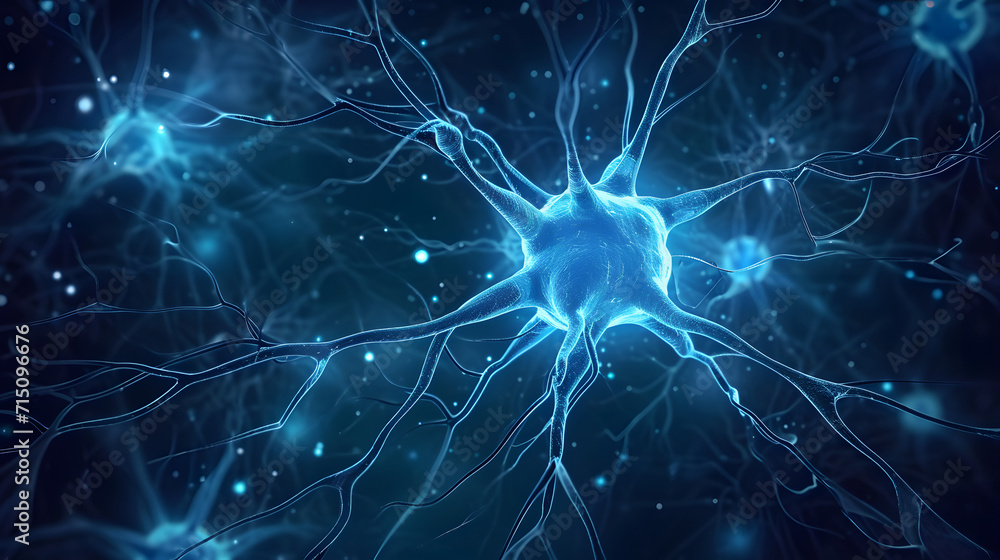 Nerve cell blue color banner. Nerve cell blue color banner.