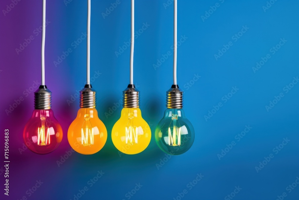 a group of light bulbs hanging from a string on a blue and purple background with the letters m and m in the middle of the bulbs. a group of light bulbs hanging from a string on a blue and purple background with the letters m and m in the middle of the bulbs.