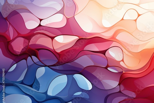  a close up of a painting of a wave of water and a red, white, blue, and pink color scheme.