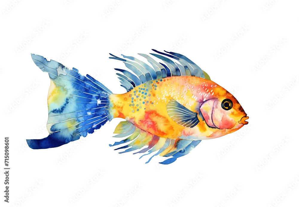 Fototapeta premium Watercolor illustration of a bright-colored fish