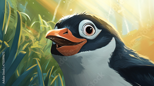 Close up portrait of a pinguin in his natural habitat