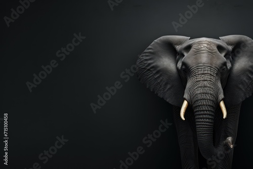  a close up of an elephant's head with tusks and long tusks on a black background.
