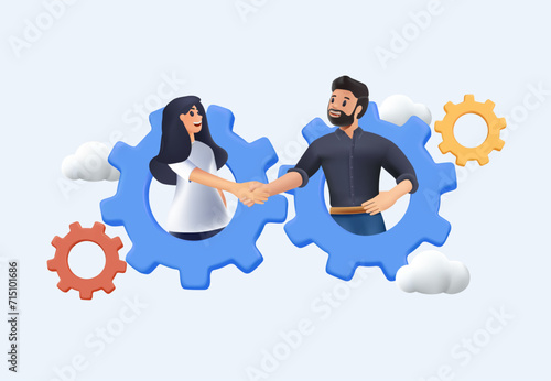 Team or organization, office role or job position or skills to drive company, teamwork or collaboration for success, 3D