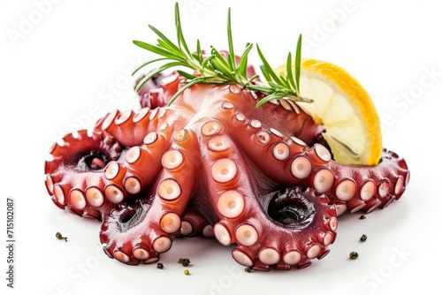 Octopus on a light surface, cooking concept. Background with selective focus and copy space