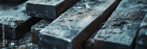 Steel Bars Stacked for Industrial Construction, Shiny Metal Material for Building