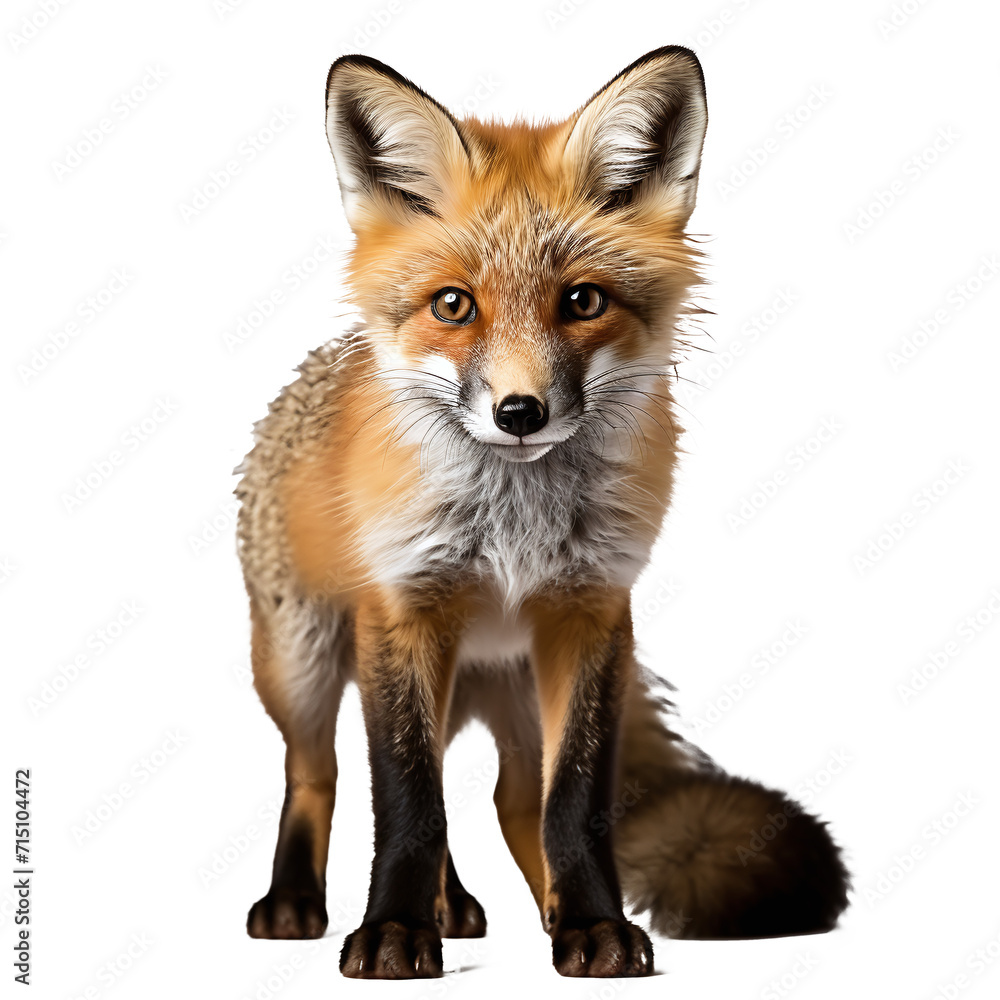 red fox isolated against transparent background