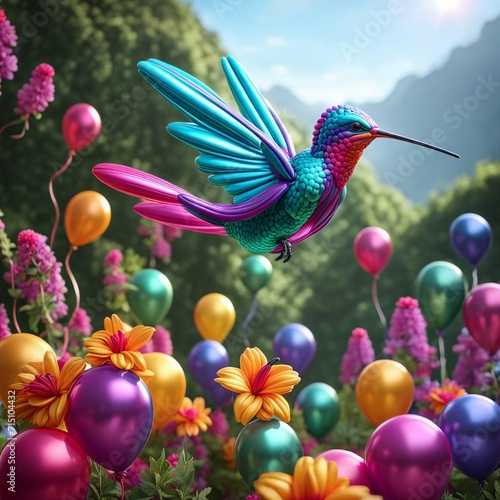 hummingbird and flower the balloon hummingbird party a balloon hummingbird made of a balloons © Jared