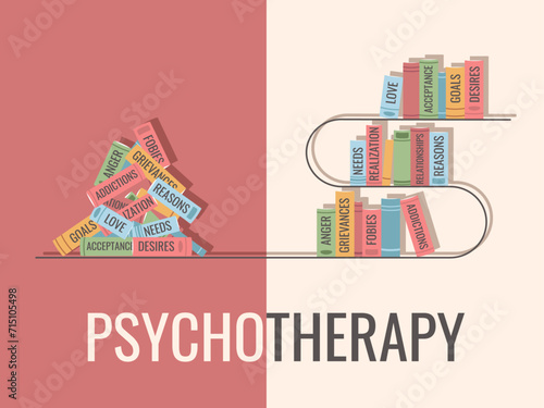 Psychotherapy process concept. The disorder of emotion is transformed into the order of emotion.